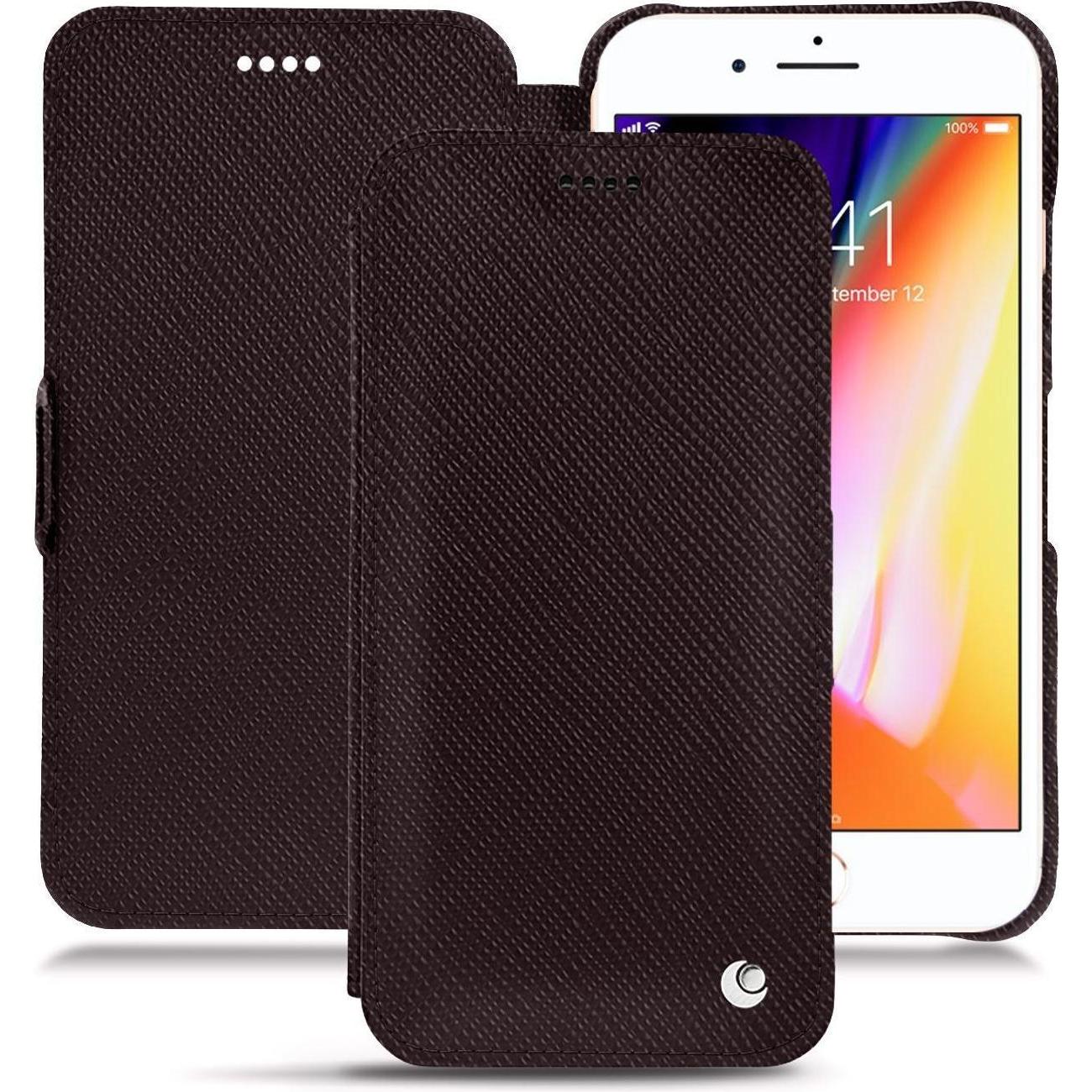 Noreve Lederschutzhülle horizontal (Apple iPhone 8 Plus), Smartphone Hülle, Braun