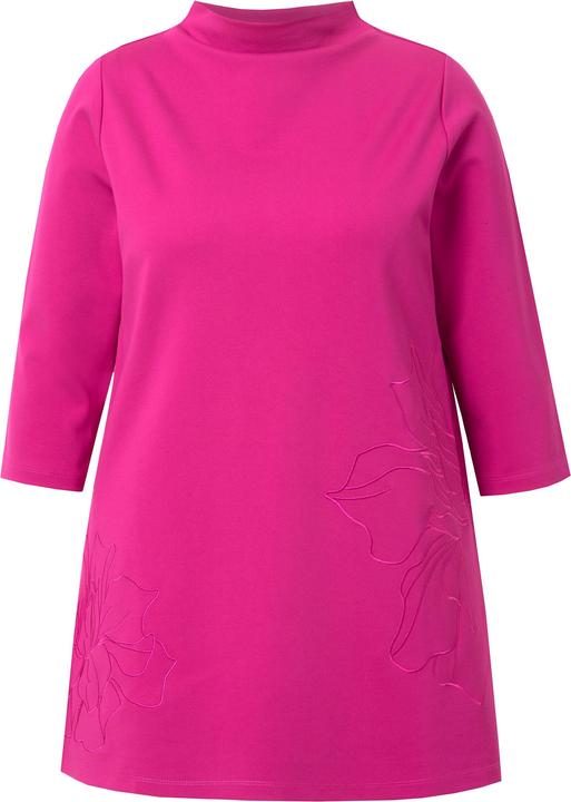 Image du produit Ulla Popken Sweat à coupé évasée, col montant, broderie et manches 3/4 (50, 52)