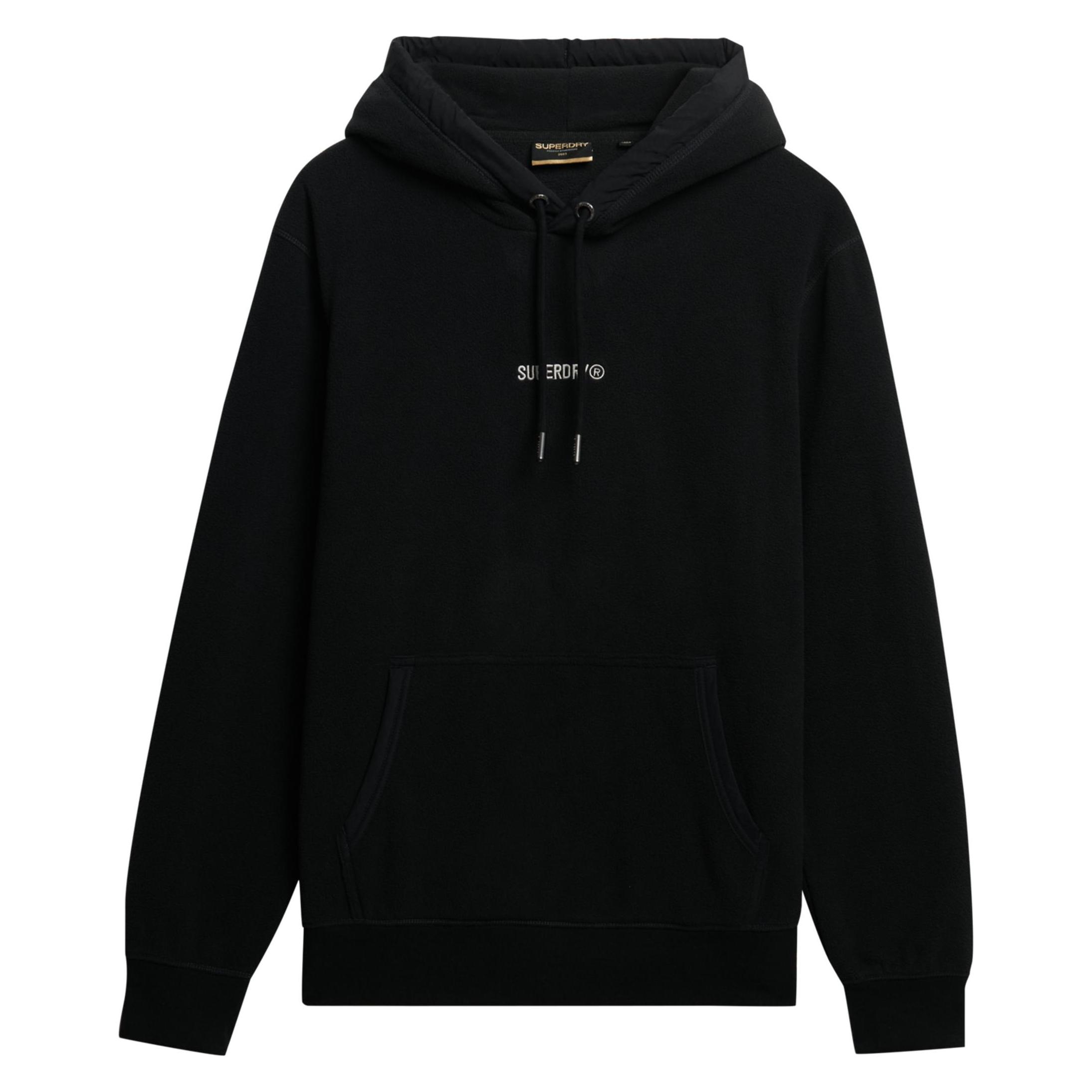 Superdry, Herren, Pullover, Fleece-Kapuzenpullover Mit Mikro-Logo, Schwarz, (Xl)