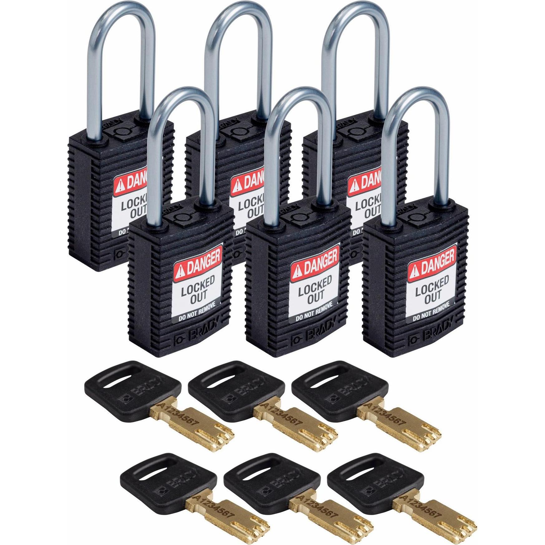 Brady, Vorhängeschloss, SafeKey Compact Nylon-Vorhängeschlösser mit Aluminiumbügel für Lockout-Anwendungen