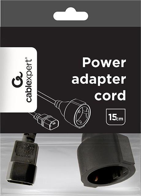 Actual product image Gembird power adapter cord C14 male -> schuko female (0.15 m, CEE 7/4)