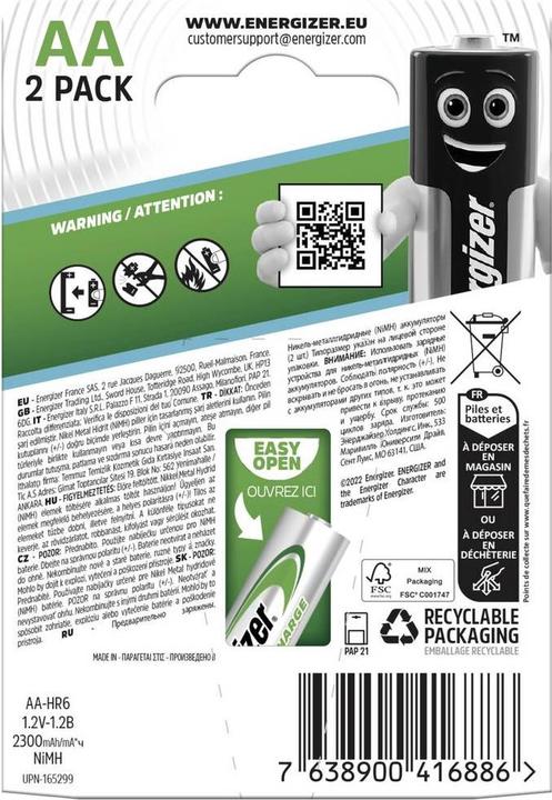 Productafbeelding Energizer Herladen Extreem (2 Pcs., AA, 2300 mAh)