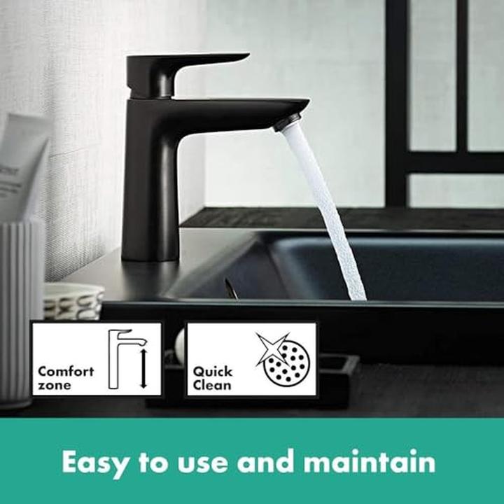 Produktbild hansgrohe Talis E Einhebel-Waschtischmischer 110 CoolStart ohne Ablaufgarnitur (mattschwarz)