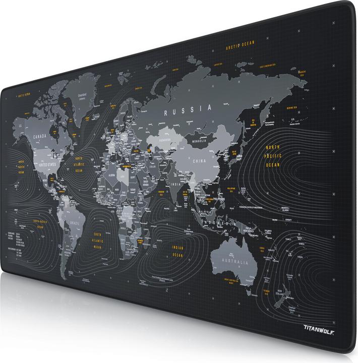 Titanwolf Gaming Mouse Pad XXL, smooth fabric, speed mouse mat 900 x 400mm large surface, globe (Wide)