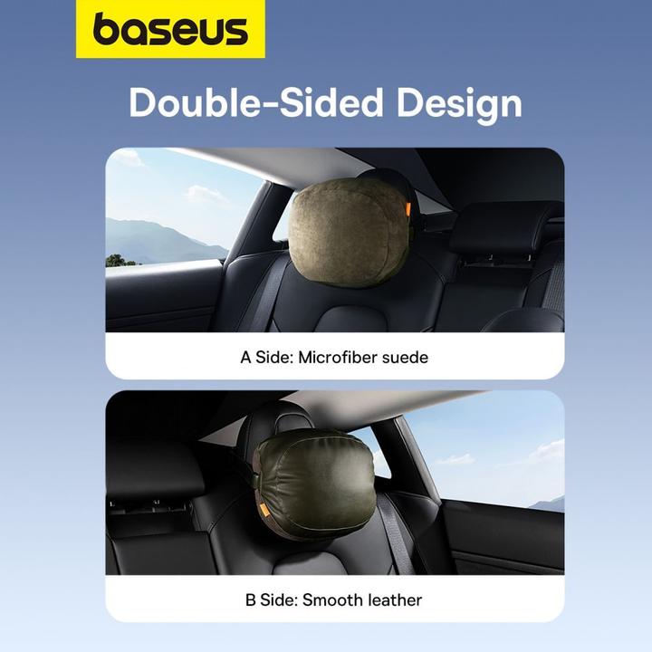 Actual product image Baseus Double sided Car Headrest Mounted Pillow Comfort Ride (green)