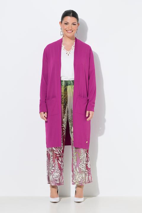 Produktbild Ulla Popken Long-Strickjacke, Stehkragen, offene Form, Langarm (50)