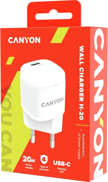 Actual product image Canyon Charger 1xUSB-C 20W Power Delivery white retail (20 W, 2 ports)