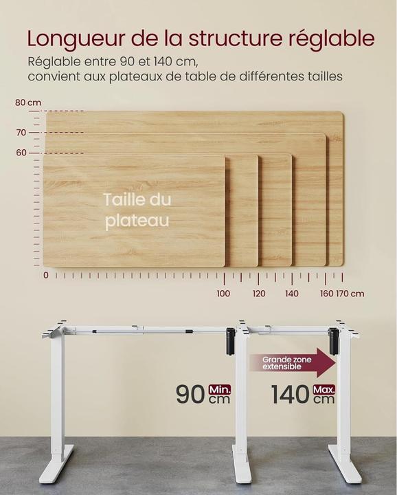 Immagine prodotto Songmics Tischgestell 72-118 cm, Mattweiss