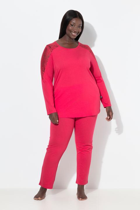 Produktbild Ulla Popken Pyjama, Spitze, Rundhals, Langarm, Modalmix (60)
