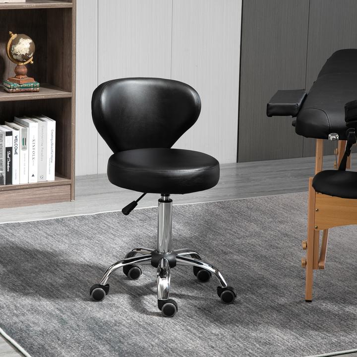 Actual product image Homcom Salonhocker Kunstleder Schwarz (51 - 66 cm)