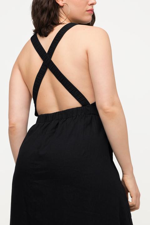 Actual product image Ulla Popken Flared Hem Linen Blend Sleeveless Dress (46, 48)
