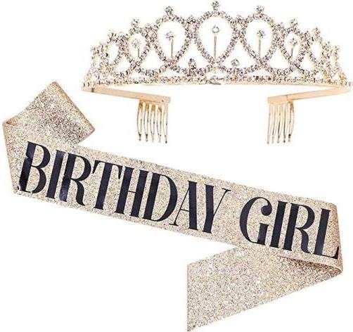 Produktbild MU Style BG Series Schärpe "Birthday Girl" + Krone