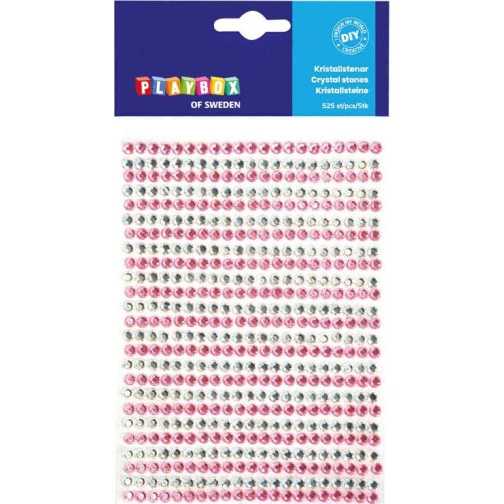 Playbox Kleber Strasssteine rosa und silber 525St.