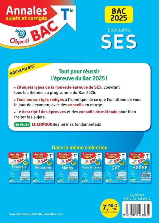 Produktbild Spécialité SES terminale : annales 2025, sujets & corrigés (Französisch, Braquet Laurent, Brun Jean-Paul, Mourey David, 2024)