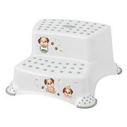 keeeper, Sgabello per bambini, kids Tritthocker igor dogs, 2-stufig, weiss mit Aufdruck, Tragkraft: 120 kg, mit Anti-Rutsch-Füssen