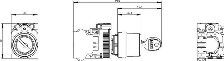 Produktbild Siemens Wahlschalter 2stuf rast Schlüssel Ř22mm 3SU1100-4BF11-3BA0