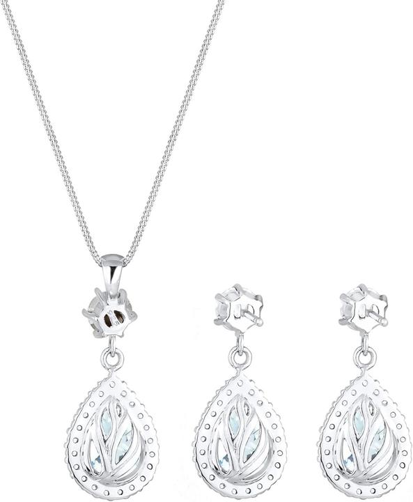 Elli Womens Necklace Earrings Drop 925 Sterling Silver Cubic Zirconia 45cm 090772051645 (925 Sterling silver)