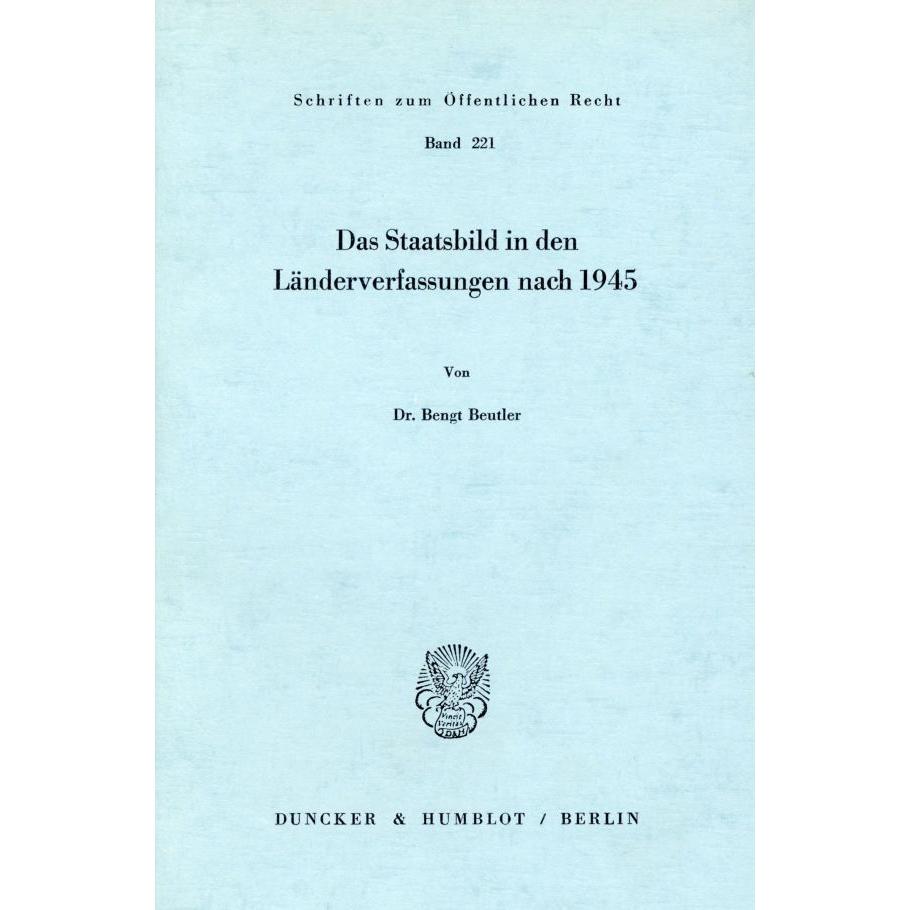 Das Staatsbild in den Länderverfassungen nach 1945., Fachbücher
