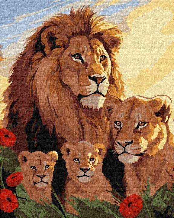 Yeesam Art Kit Pittura A Numeri Fai Da Te, 50,8x40,6 Cm, Due Leoni Su Tela, Regalo Con Lente D'Ingrandimento 3X