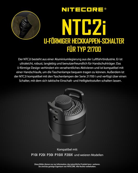 Actual product image Nitecore NTC2I - U-Shape rear switch for I-Series