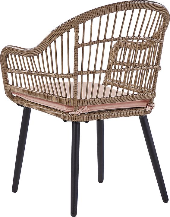 Actual product image Beliani Garden Furniture Set Rattan Natural 6-Seater Cushions Pink ALIANO II (159 cm)