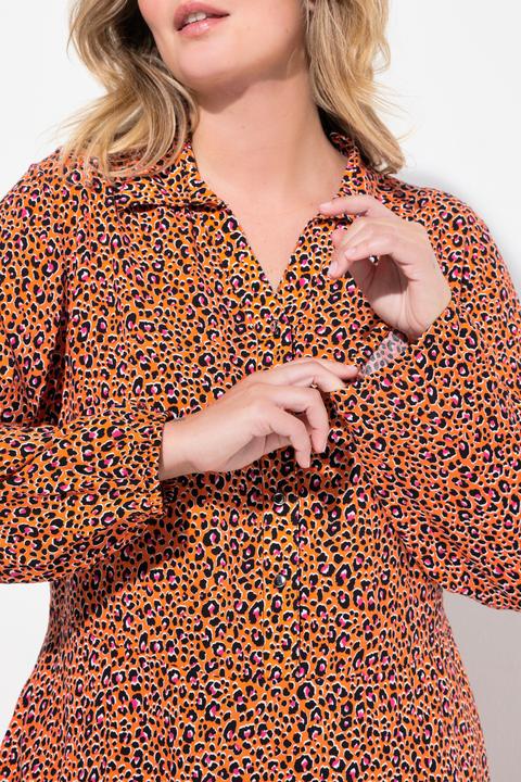 Produktbild Miamoda Bluse, A-Linie, Leomuster, Saum-Volant, Langarm (50)