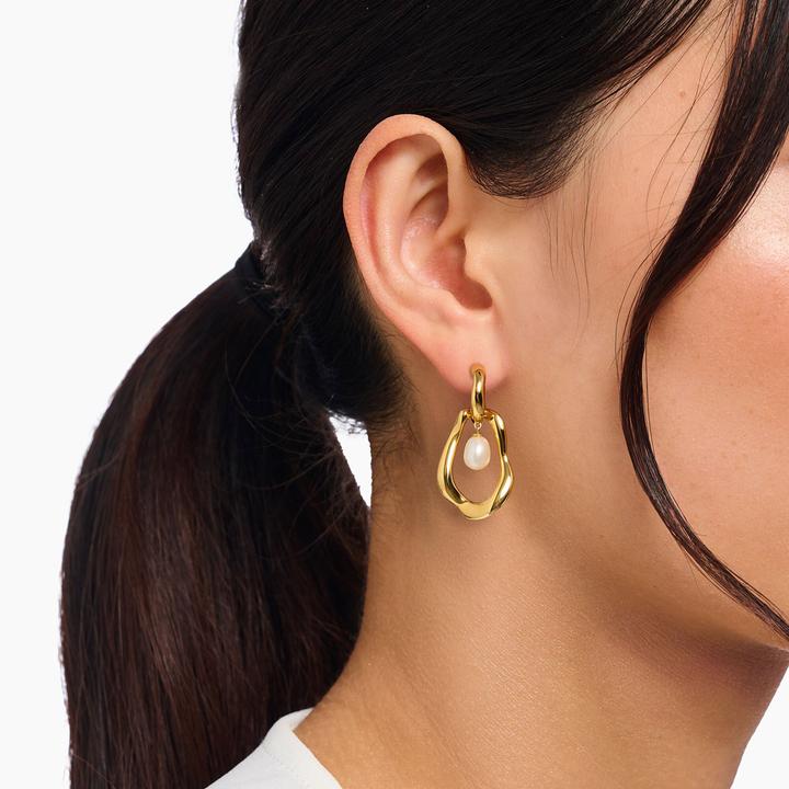 Image du produit Thomas Sabo Creolen mit Perlen Anhänger Natural Beauty vergoldet (Argent 925)