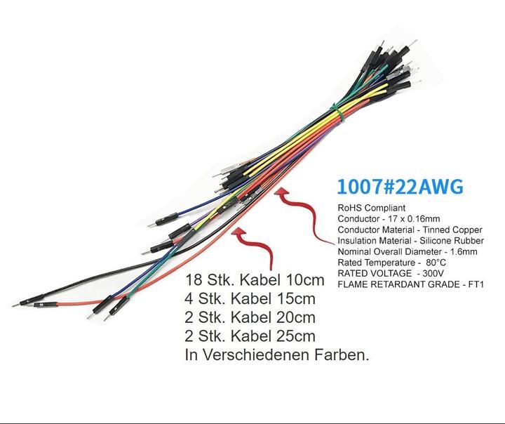 Actual product image Play-Zone Hole grid plug-in board breadboard with 26 pcs. jumper cables (Breadboard)