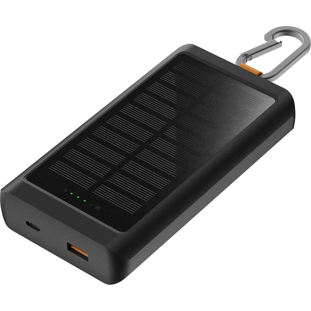 Xtorm Banca di energia solare Go2 (10000 mAh, 30 W, 37 Wh), Powerbank, Grigio, Arancia, Nero