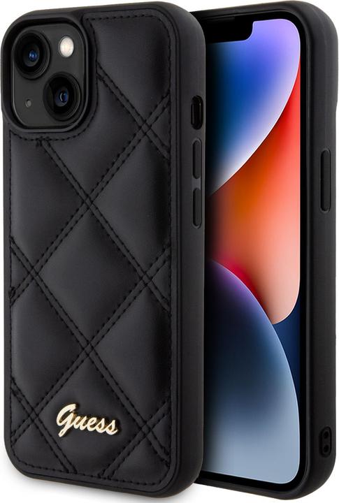 Guess GUHCP15SPSQSQSK iPhone 15 6.1" czarny/black hardcase Quilted Metal Logo (Apple iPhone 15)