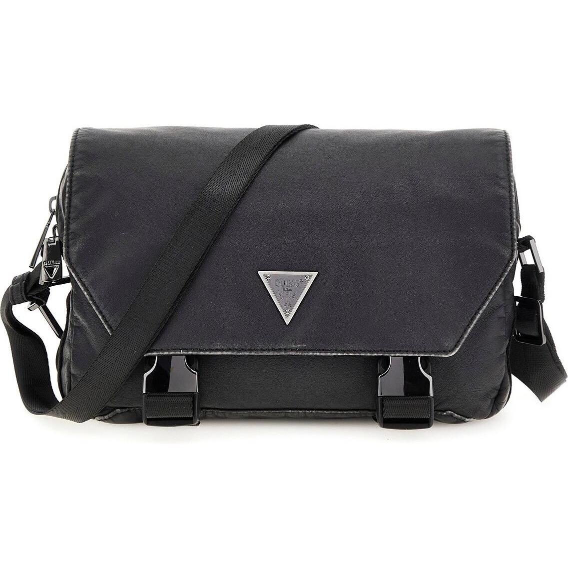 Guess, Handtasche, roma mini flap messenger tasche, Schwarz