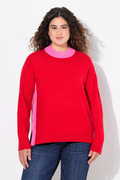Produktbild Ulla Popken Pullover, Farbkontrast, Stehkragen, Langarm (62)