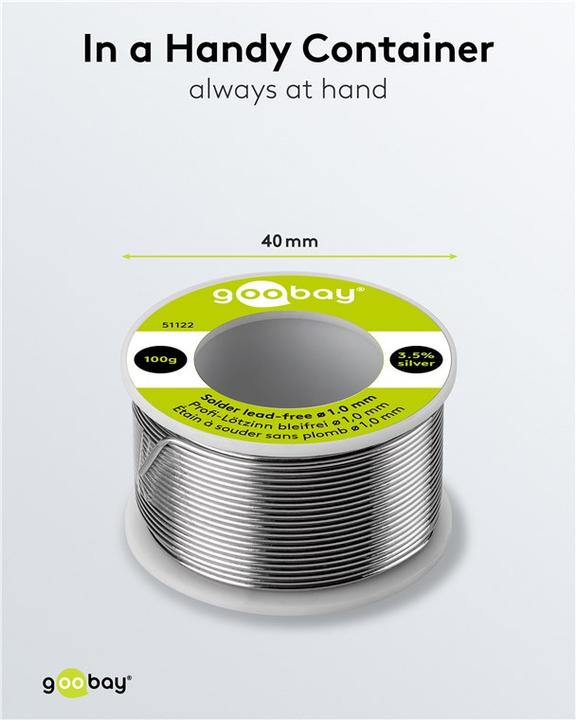 Immagine prodotto Goobay Saldatura professionale senza piombo, ø 1,0 mm, 100 g (Saldatura)