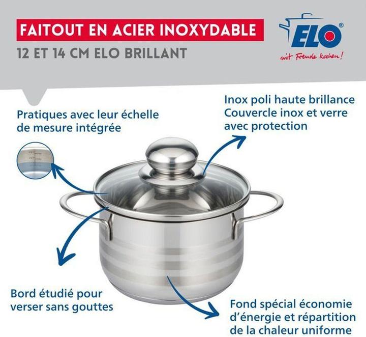 Actual product image Fackelmann Töpfe und Pfannen Elo Brillant Stahl 1,75 L 1,25 L 2 Stücke (Saucepan, Stainless steel)