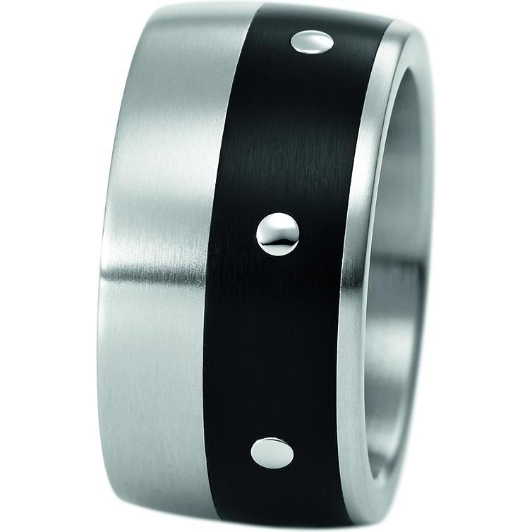 Xen, Ring, Bandring mit Keramik schwarz 12 mm, (48)
