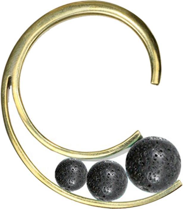 Produktbild Star Piercing Ohrgewicht Haken vergoldet mit drei Lava Steinen (Messing, Mineralisch)
