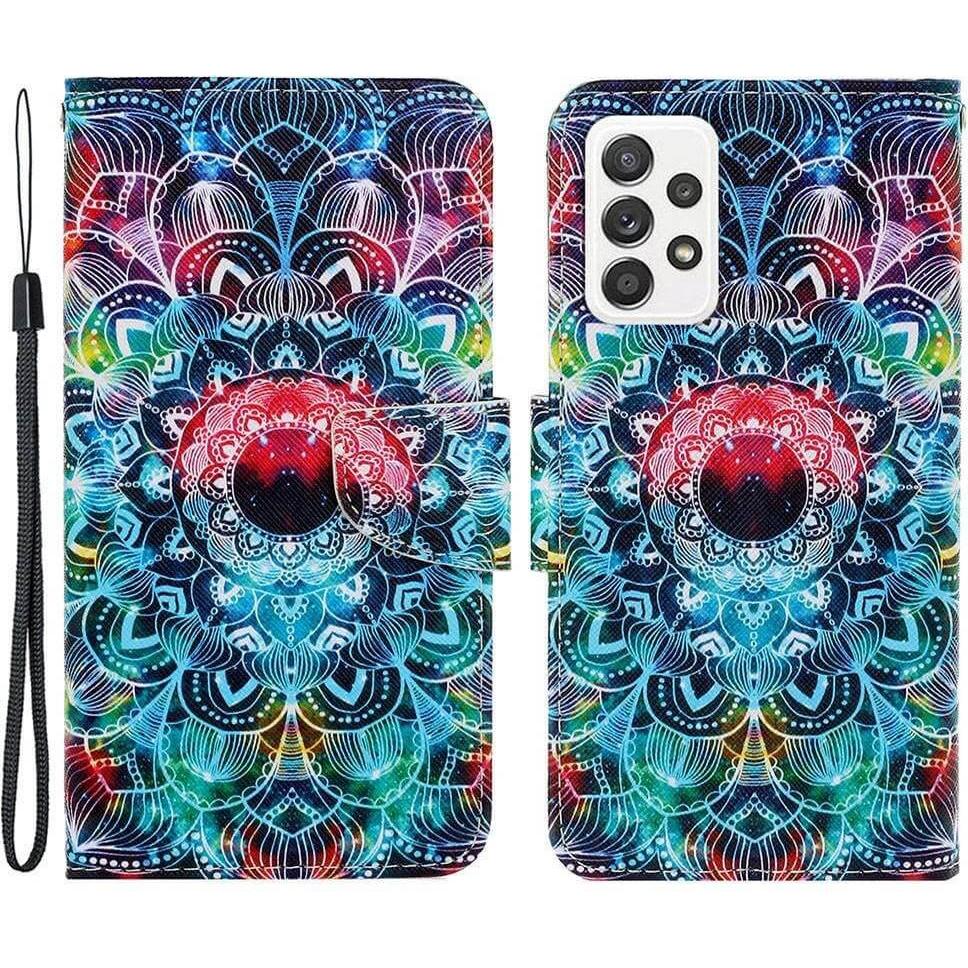 Thumbnail - Cover-Discount Galaxy A23 - Leder Hüllen Etui Mandala (Samsung Galaxy A23), Smartphone Hülle, Mehrfarbig