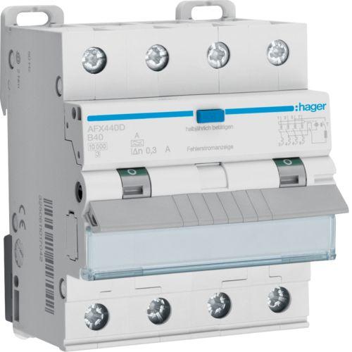 Hager, Schutzschalter, HAG AFX440D FI-LS 4P 10kA B-40A 300mA A