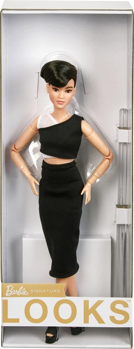 Productafbeelding Barbie Signature Looks Doll: Petite (kort zwart haar).