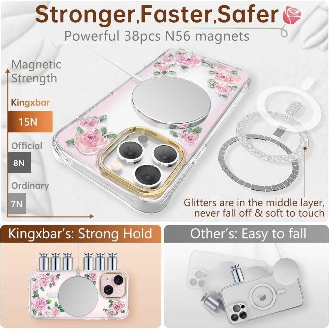 Actual product image Kingxbar Rose Series MagSafe Hardcase (Apple iPhone 15 Pro Max)