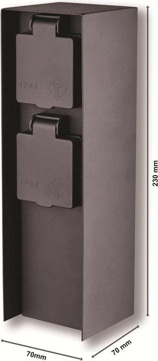 Produktbild Bold Garden Steckdosensäule BOLD POWER, Orio10044 2-fach, IP44, anthrazit (2x, CEE 7/3, 0.70 m)