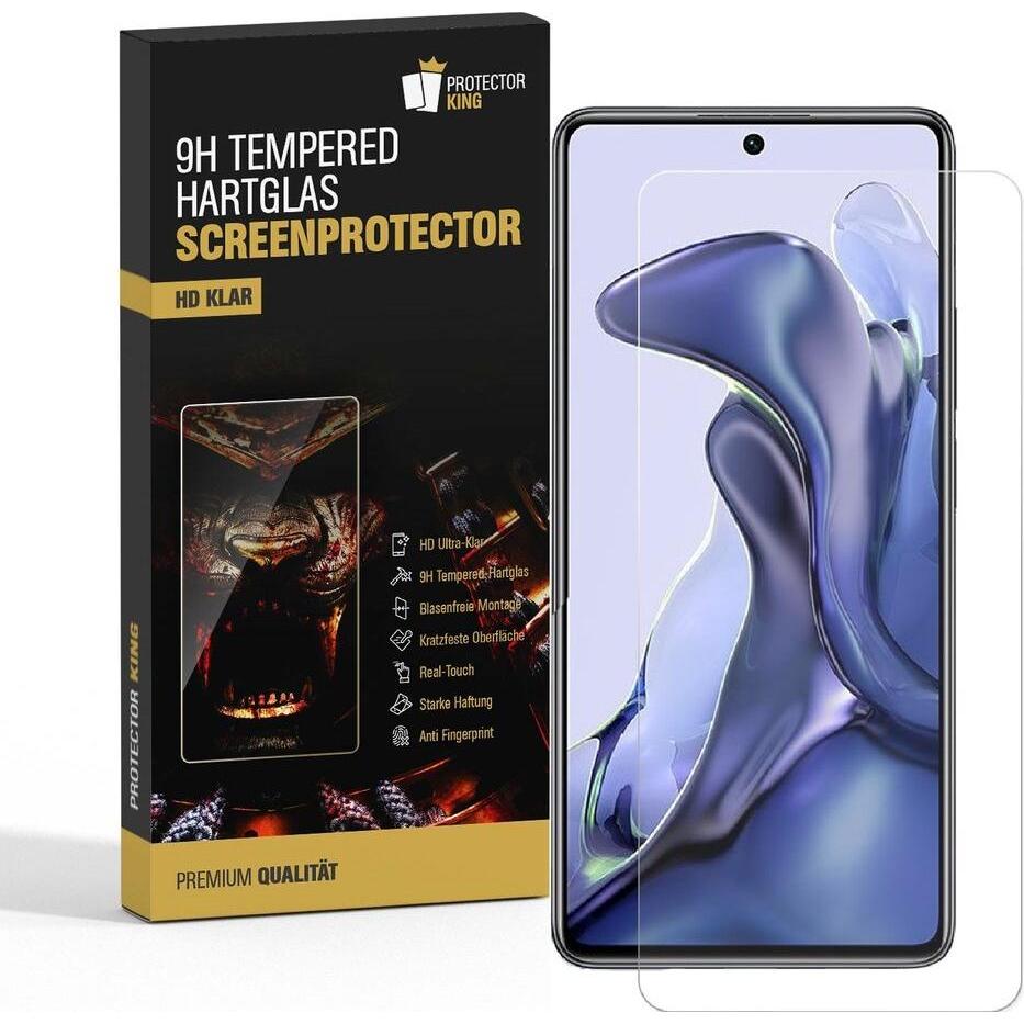 Protectorking 6x echtes Tempered 9H Panzerhartglas 3D KLAR (6 Stück, Xiaomi 11T), Smartphone Schutzfolie