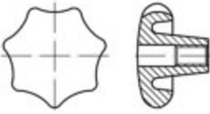 Toolcraft Kunst.KU Form K-St Sterngriffe, K mit Gew.Buchse St.verz. Abmessung: K 40 M 8 (10 Stk.)