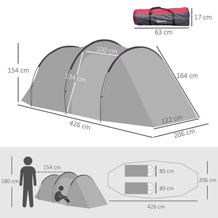 Produktbild Outsunny Campingzelt Polyester, PE Dunkelgrau (Vorzelt, 3 Personen)