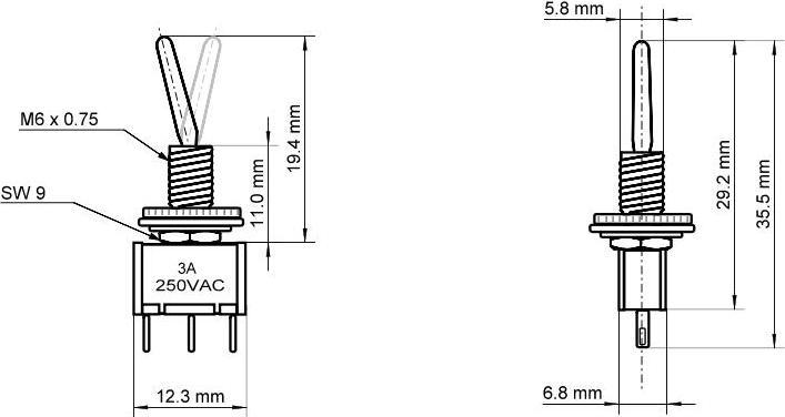Actual product image Goobay Toggle switch miniature ON-On with solder lugs