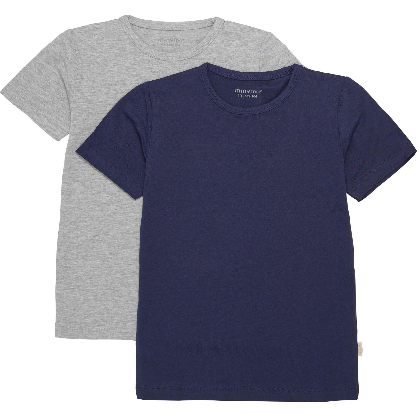 Minymo, Unisex, Shirt, MIBasic 32 -T-shirt (2-pack) - 3932, Blau, (92)