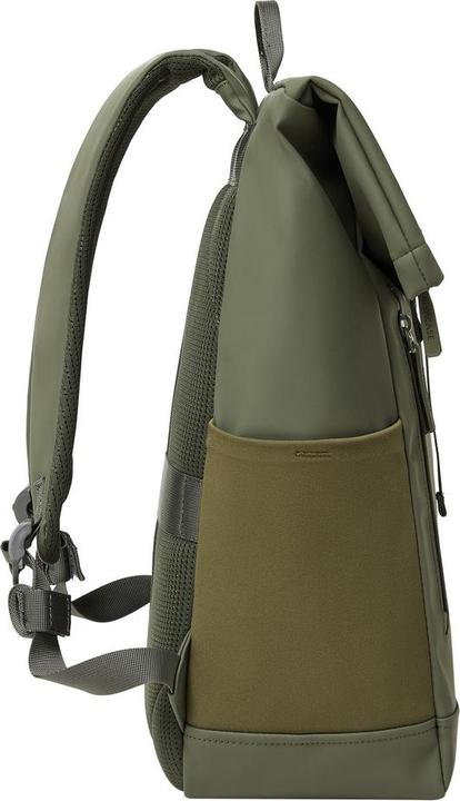 Actual product image Rivacase Rolltop Eco Waterproof RPET PU Leather Backpack for Men and Women, Olive Green (17 l)