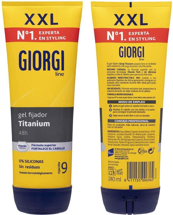 Actual product image Giorgi Line Absolute Titanium Gel Fijador Indestructible N9 240ml (Hair gel, 240 ml)
