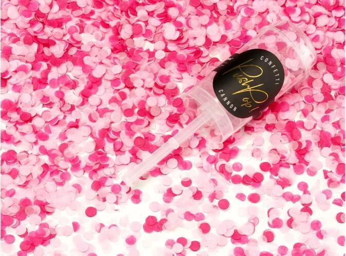 Productafbeelding Partydeco Confetti Cannon Push Pop Ø 8 mm, 1 stuk, Roze (1 Pcs.)