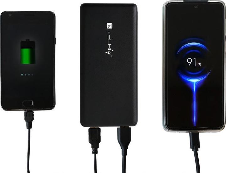 Productafbeelding Techly Power Bank Oplader 10000mAh 2x USB 1x USB-C met USB-C Kabel (10000 mAh, 10 W, 37 Wh)